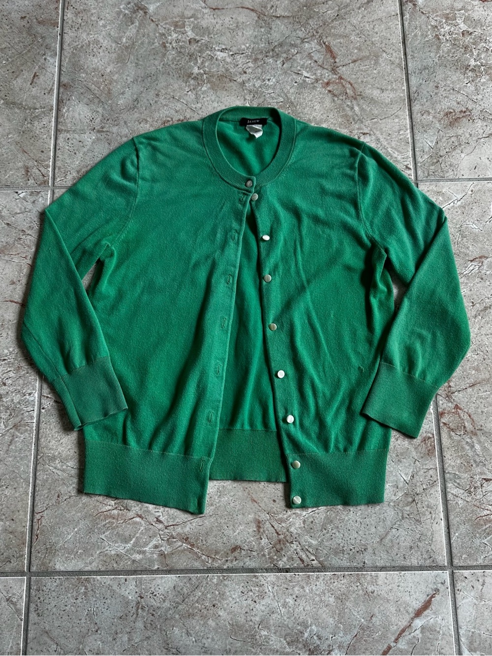 Vintage Y2K J.Crew Green Snap Button Cardigan Sweater Size S